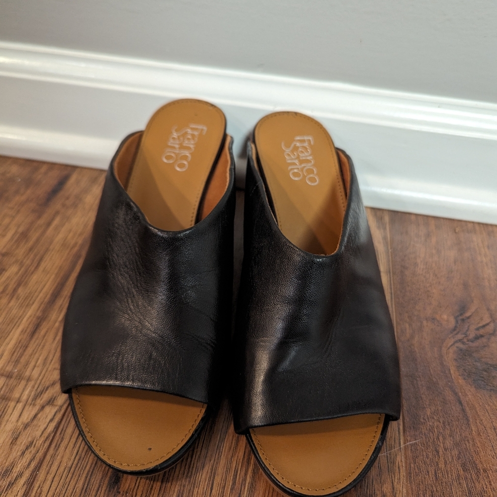 Franco Sarto black wedge slide